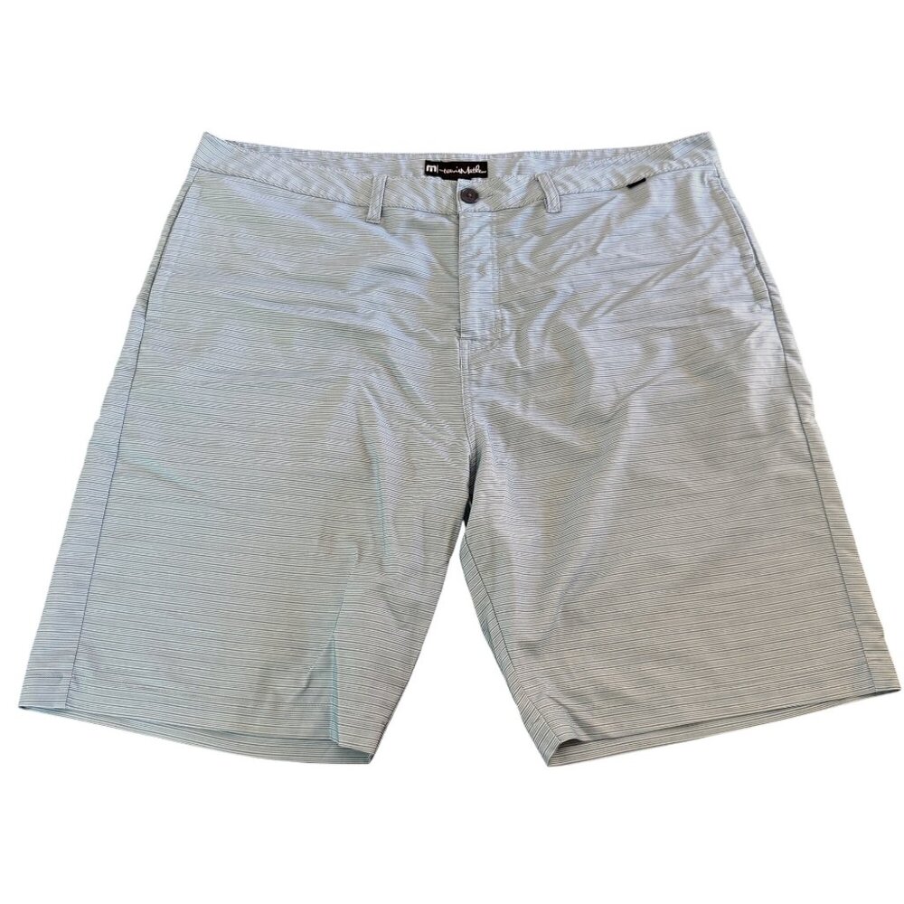 Travis Mathew Men's Striped Golf Casual Shorts Blue, Size 42